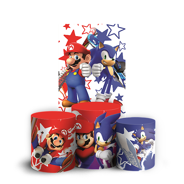 Capas Faixa Lateral e Trio Cilindro Sublimado Veste Fácil - Mario e Sonic