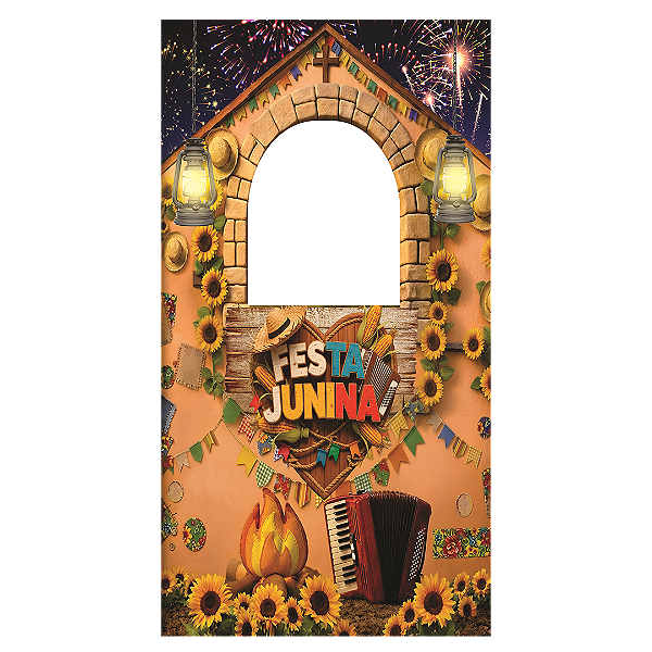 Capa Painel Interativo Vazado Sublimado - Festa Junina