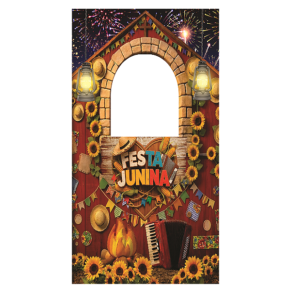 Capa Painel Interativo Vazado Sublimado - Festa Junina