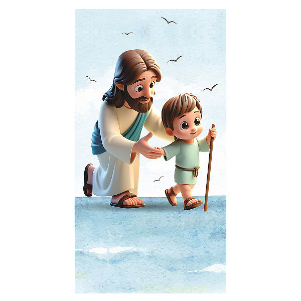 Capa Faixa Lateral Sublimado - Jesus e Crianças