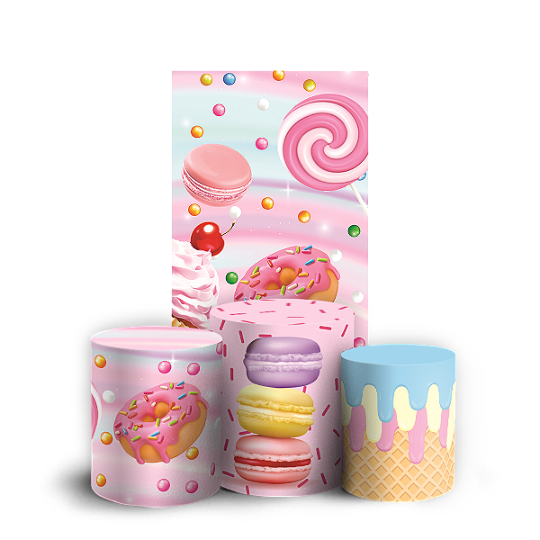 Capas Faixa Lateral e Trio Cilindro Sublimado Veste Fácil - Doces