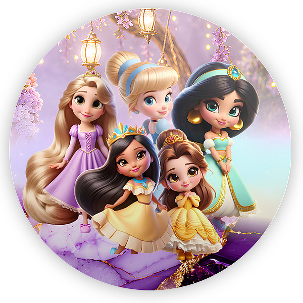 Capa Painel Redondo Sublimado - Princesas
