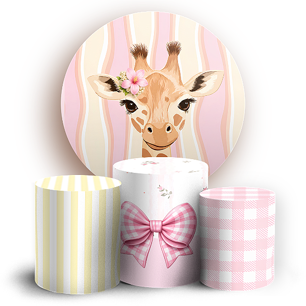 Capas Painel Redondo e Trio Cilindro Sublimado - Girafa