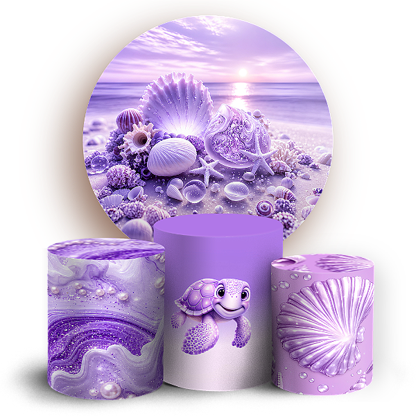 Capas Painel Redondo e Trio Cilindro Sublimado - Conchas