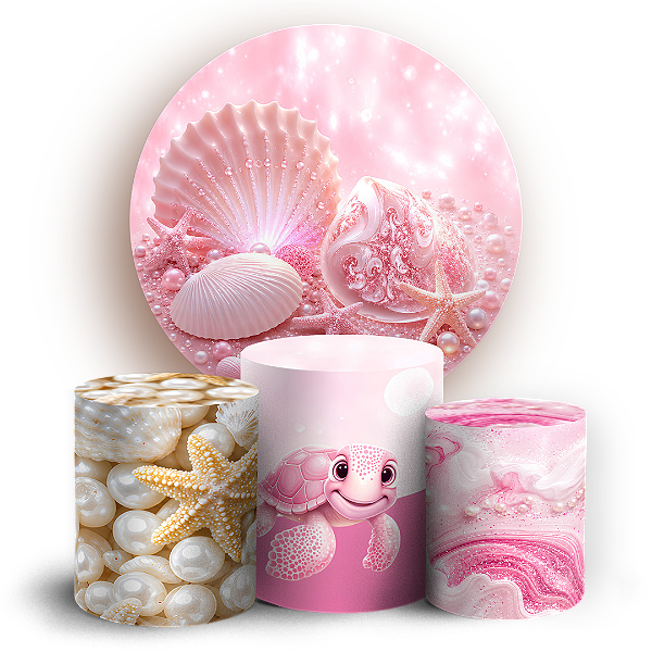 Capas Painel Redondo e Trio Cilindro Sublimado - Conchas