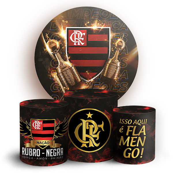 Capas Painel Redondo e Trio Cilindro Sublimado - Time Flamengo