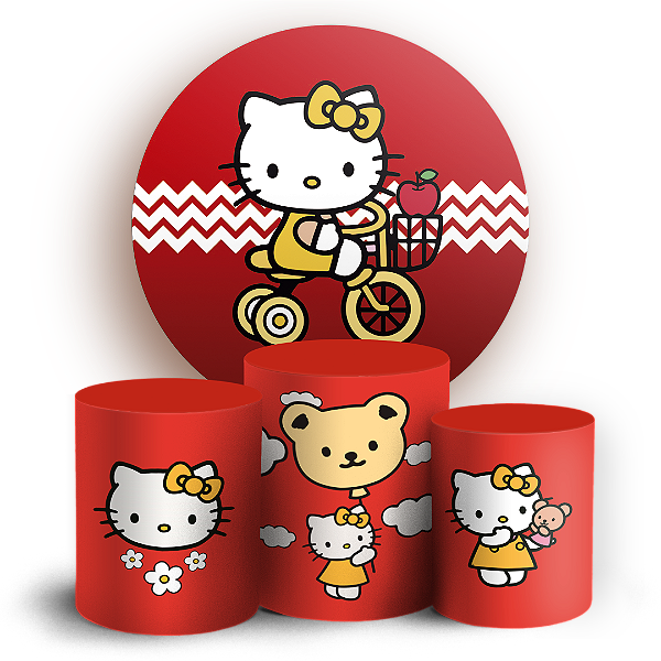 Capas Painel Redondo e Trio Cilindro Sublimado - Hello Kitty