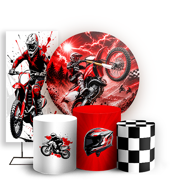 Capas Painel Redondo Trio Cilindro e Faixa Lateral Sublimado - Bicicleta Bike