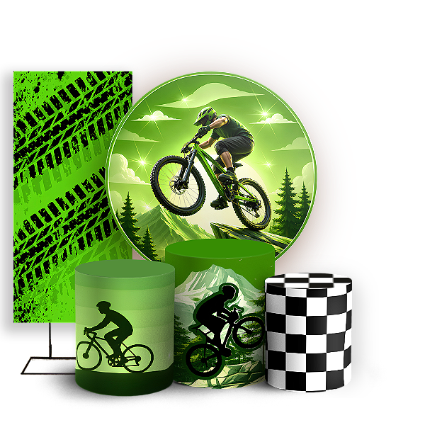 Capas Painel Redondo Trio Cilindro e Faixa Lateral Sublimado - Bicicleta Bike