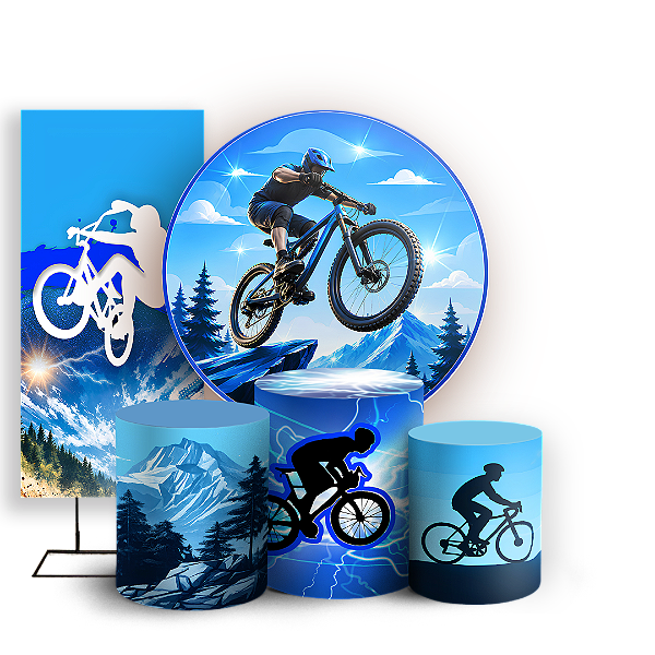Capas Painel Redondo Trio Cilindro e Faixa Lateral Sublimado - Bicicleta Bike
