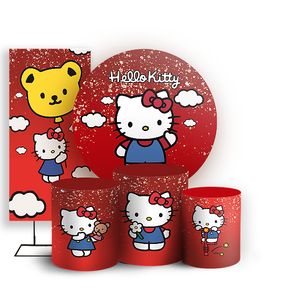 Capas Painel Redondo Trio Cilindro e Faixa Lateral Sublimado - Hello Kitty