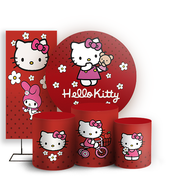 Capas Painel Redondo Trio Cilindro e Faixa Lateral Sublimado - Hello Kitty