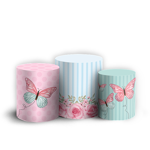 Capas Trio Cilindro Sublimado Veste Fácil - Borboleta