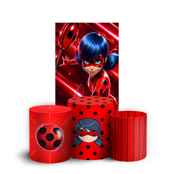 Capas Faixa Lateral e Trio Cilindro Sublimado Veste Fácil - Ladybug