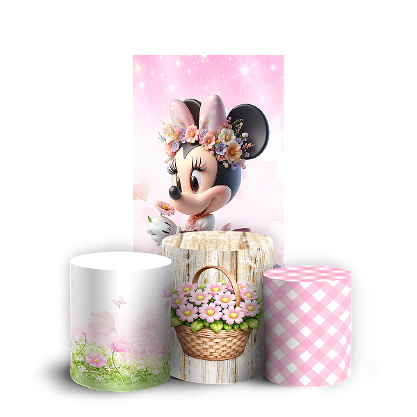 Capas Faixa Lateral e Trio Cilindro Sublimado Veste Fácil - Fazendinha Mickey e Minnie