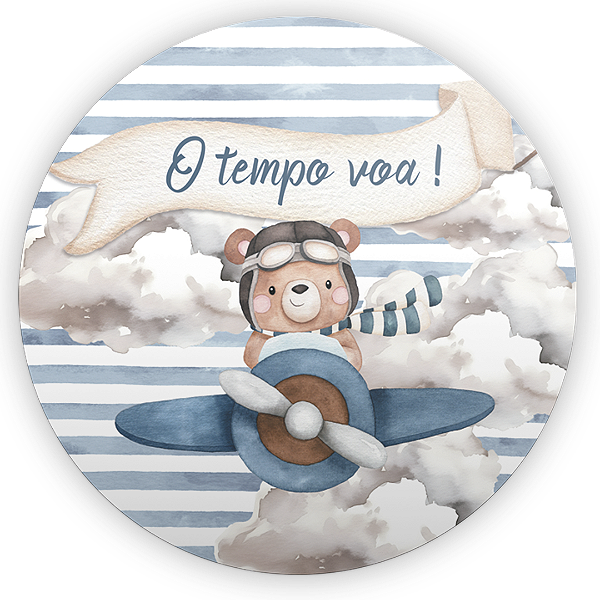 Capa Painel Redondo Sublimado - Ursinho Aviador