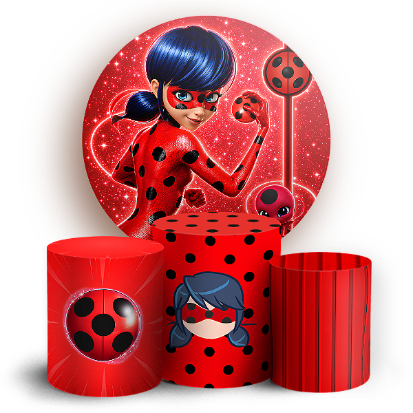 Capas Painel Redondo e Trio Cilindro Sublimado - Ladybug