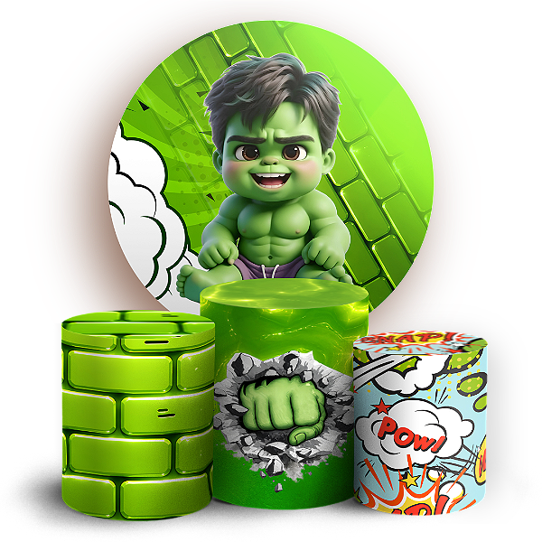 Capas Painel Redondo e Trio Cilindro Sublimado - Hulk