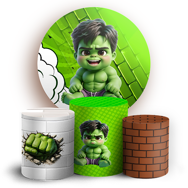 Capas Painel Redondo e Trio Cilindro Sublimado - Hulk