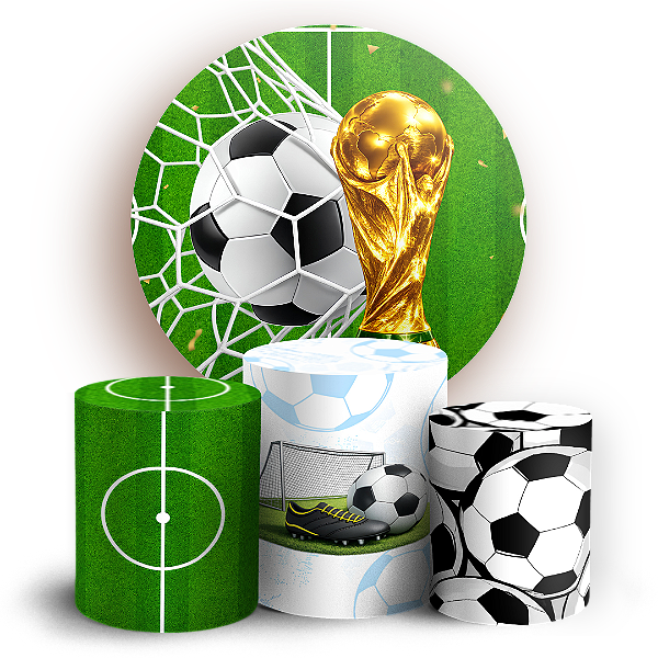 Capas Painel Redondo e Trio Cilindro Sublimado - Futebol