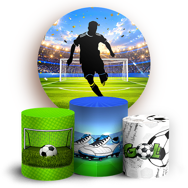 Capas Painel Redondo e Trio Cilindro Sublimado - Futebol