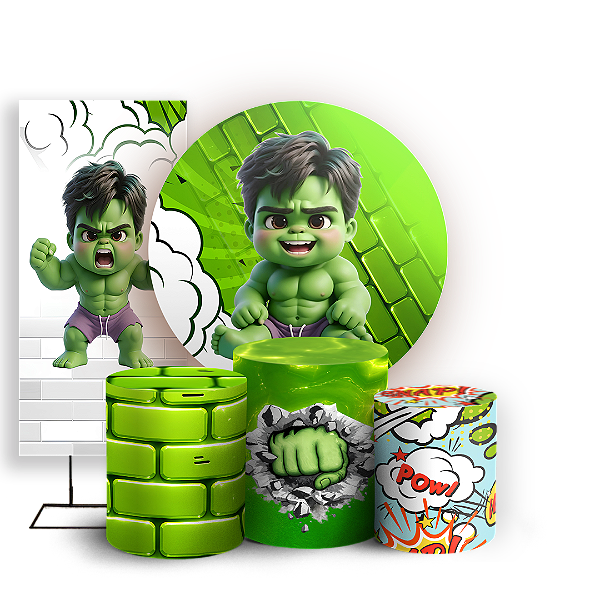 Capas Painel Redondo Trio Cilindro e Faixa Lateral Sublimado - Hulk