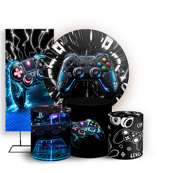 Capas Painel Redondo Trio Cilindro e Faixa Lateral Sublimado - Gamer