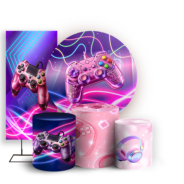 Capas Painel Redondo Trio Cilindro e Faixa Lateral Sublimado - Gamer