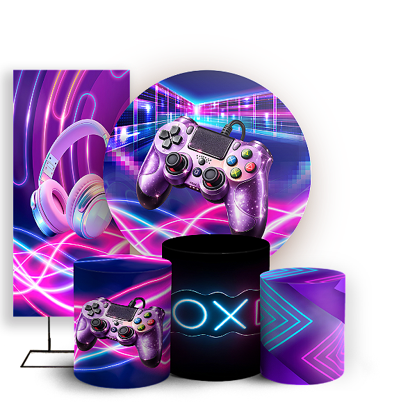 Capas Painel Redondo Trio Cilindro e Faixa Lateral Sublimado - Gamer