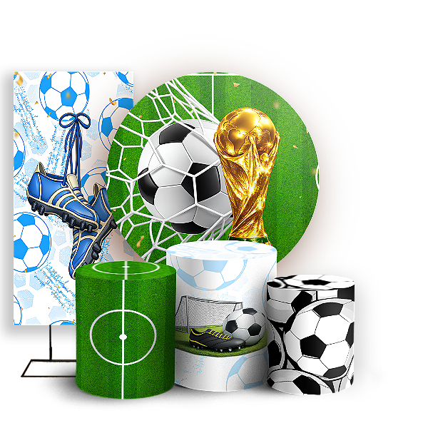 Capas Painel Redondo Trio Cilindro e Faixa Lateral Sublimado - Futebol