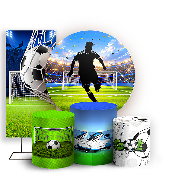 Capas Painel Redondo Trio Cilindro e Faixa Lateral Sublimado - Futebol