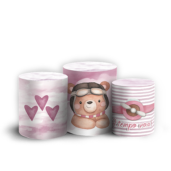 Capas Trio Cilindro Sublimado Veste Fácil - Ursinha Aviadora