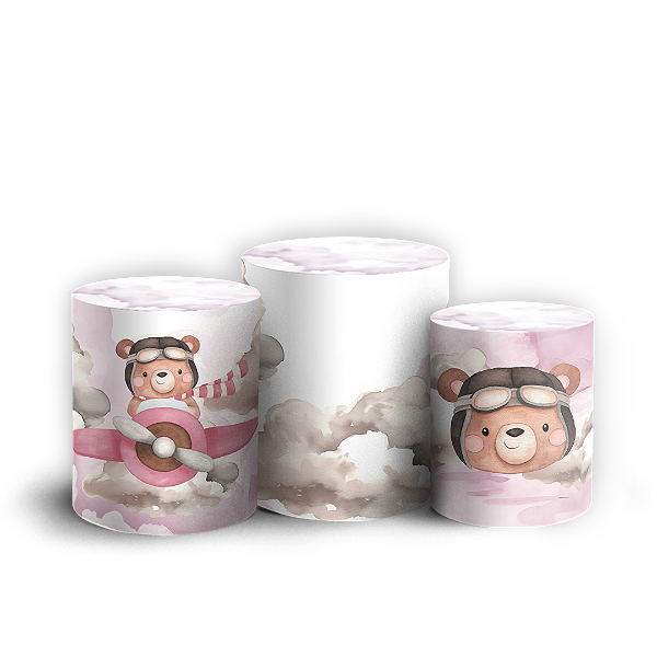 Capas Trio Cilindro Sublimado Veste Fácil - Ursinha Aviadora