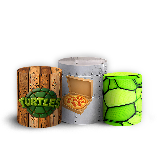 Capas Trio Cilindro Sublimado Veste Fácil - Tartarugas Ninja