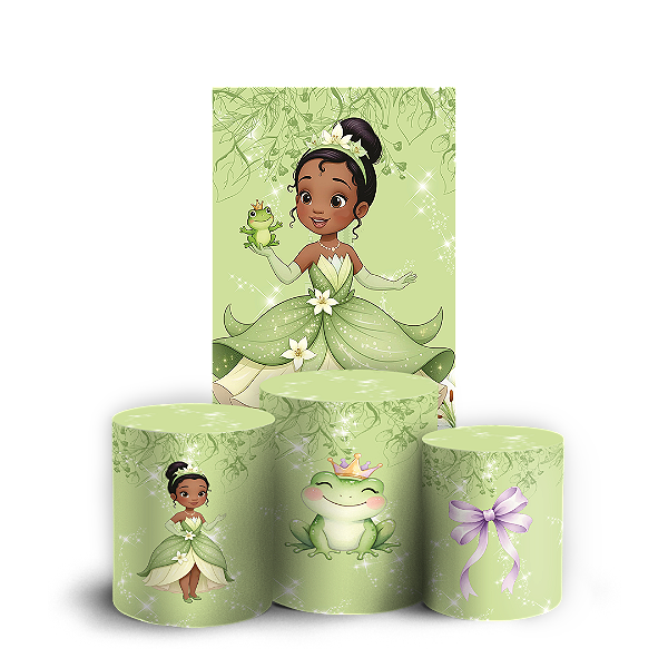 Capas Faixa Lateral e Trio Cilindro Sublimado Veste Fácil - Princesa Tiana