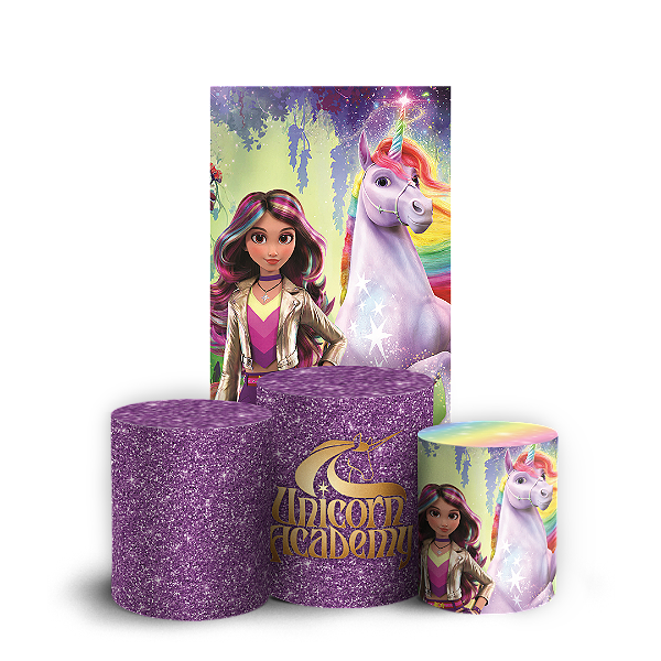 Capas Faixa Lateral e Trio Cilindro Sublimado Veste Fácil - Academia de Unicornios