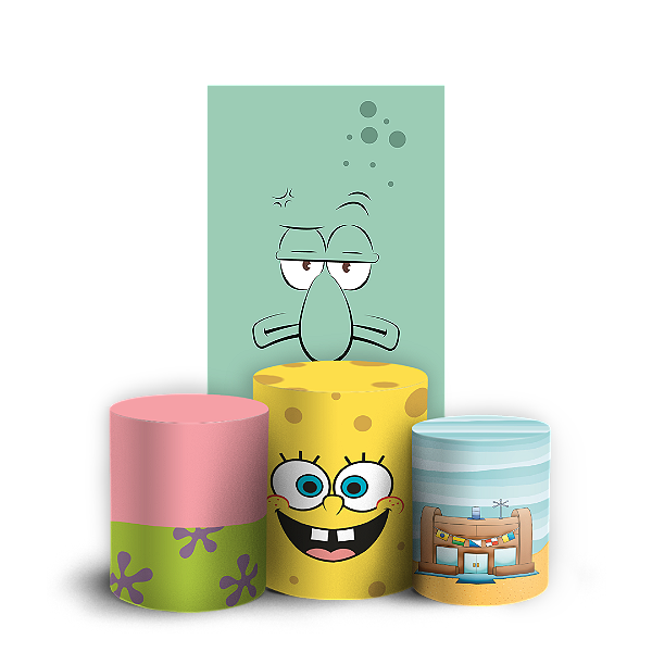 Capas Faixa Lateral e Trio Cilindro Sublimado Veste Fácil - Bob Esponja