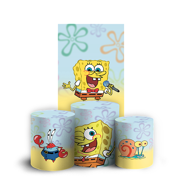 Capas Faixa Lateral e Trio Cilindro Sublimado Veste Fácil - Bob Esponja