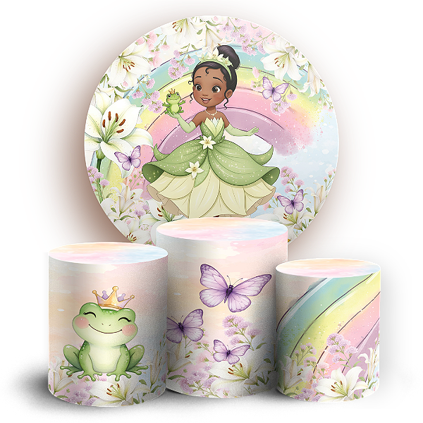Capas Painel Redondo e Trio Cilindro Sublimado - Princesa Tiana
