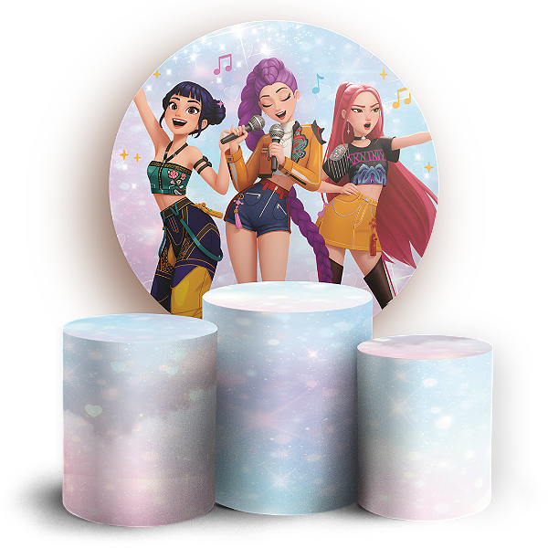 Capas Painel Redondo e Trio Cilindro Sublimado - Guerreiras do K-pop