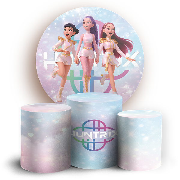 Capas Painel Redondo e Trio Cilindro Sublimado - Guerreiras do K-pop