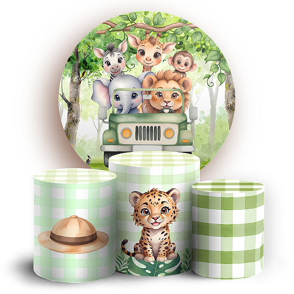 Capas Painel Redondo e Trio Cilindro Sublimado - Safari