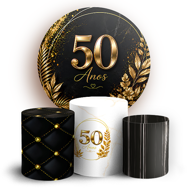 Capas Painel Redondo e Trio Cilindro Sublimado - 50 Anos