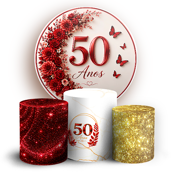 Capas Painel Redondo e Trio Cilindro Sublimado - 50 Anos