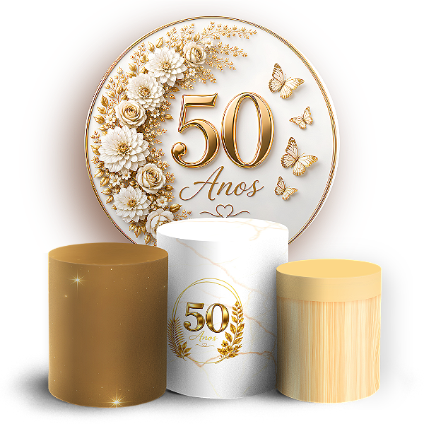 Capas Painel Redondo e Trio Cilindro Sublimado - 50 Anos