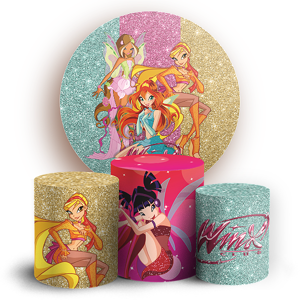 Capas Painel Redondo e Trio Cilindro Sublimado - Winx