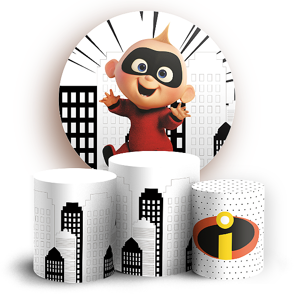Capas Painel Redondo e Trio Cilindro Sublimado - Os Incríveis