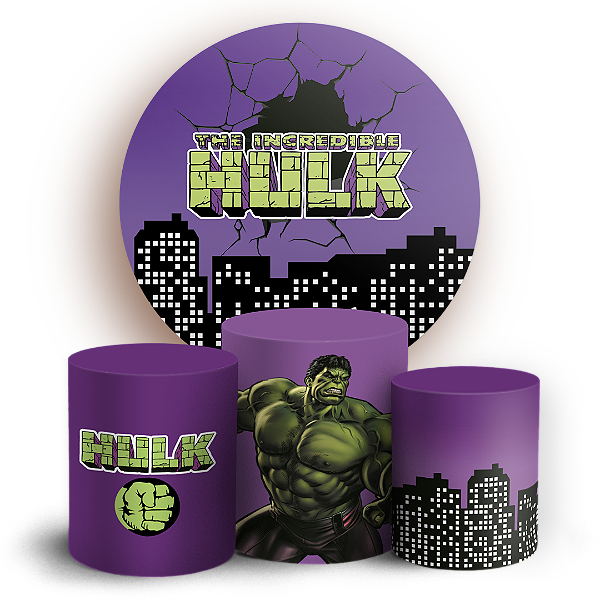 Capas Painel Redondo e Trio Cilindro Sublimado - Herois Hulk