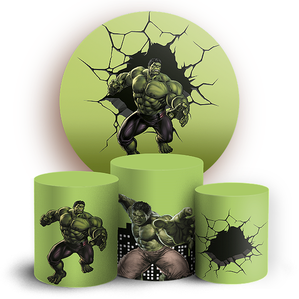 Capas Painel Redondo e Trio Cilindro Sublimado - Herois Hulk
