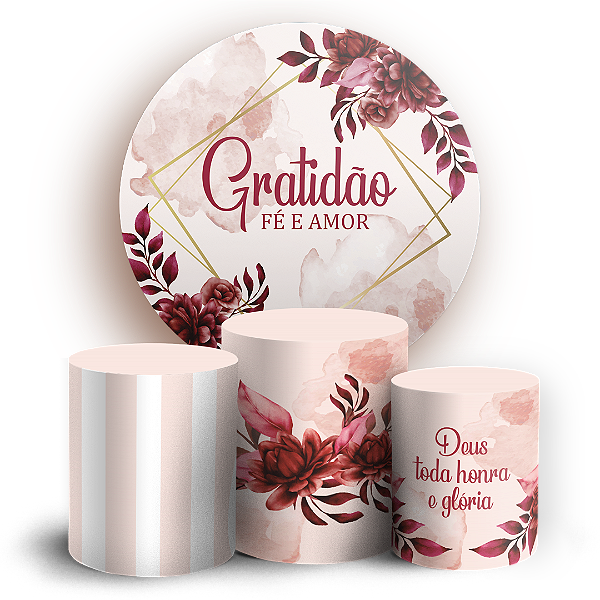 Capas Painel Redondo e Trio Cilindro Sublimado - Gratidão